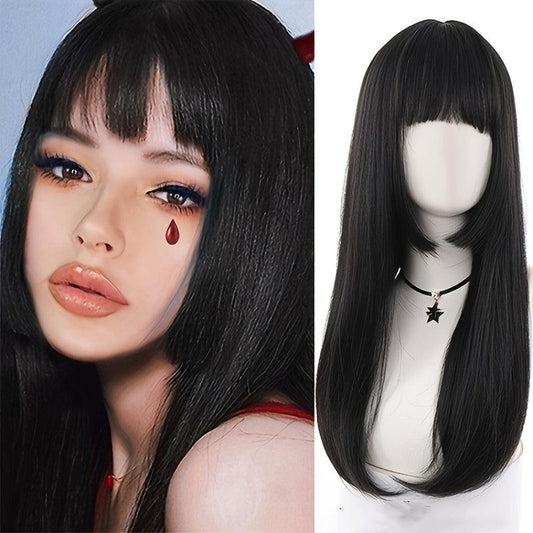 Orange Red Ombre Long Straight Wigs For Women
