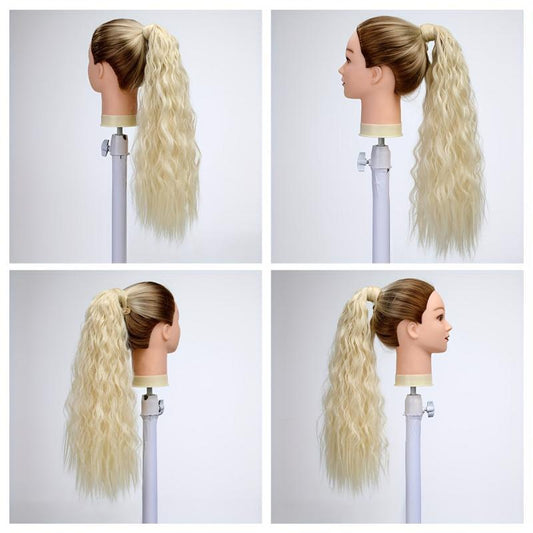 Long Wavy Ponytail Extensions Synthetic Clip In Hair Extensions Natural Look