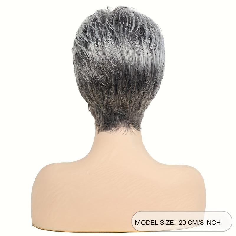 Short Auburn Pixie Haircut Wig With Bangs Layered Wavy Wine Color