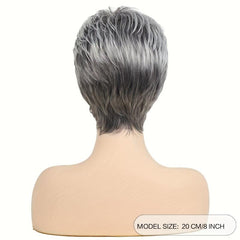 Short Auburn Pixie Haircut Wig With Bangs Layered Wavy Wine Color