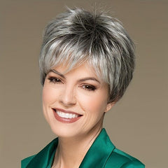 Short Auburn Pixie Haircut Wig With Bangs Layered Wavy Wine Color