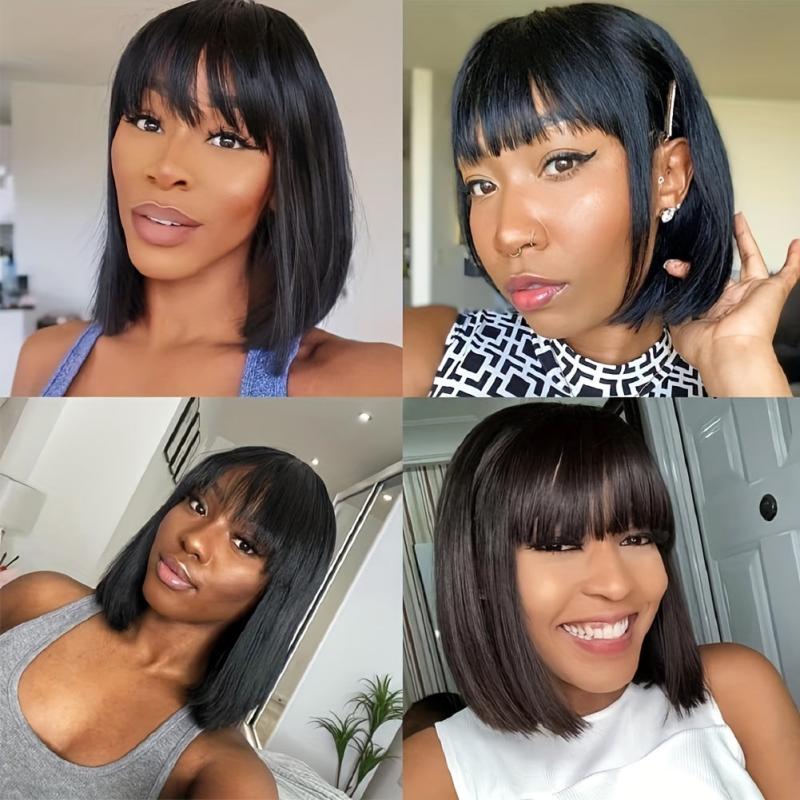 Short Bob Wigs 20-32 cm Straight Hair Bob Wigs With Bangs None Lace Frontal Wig