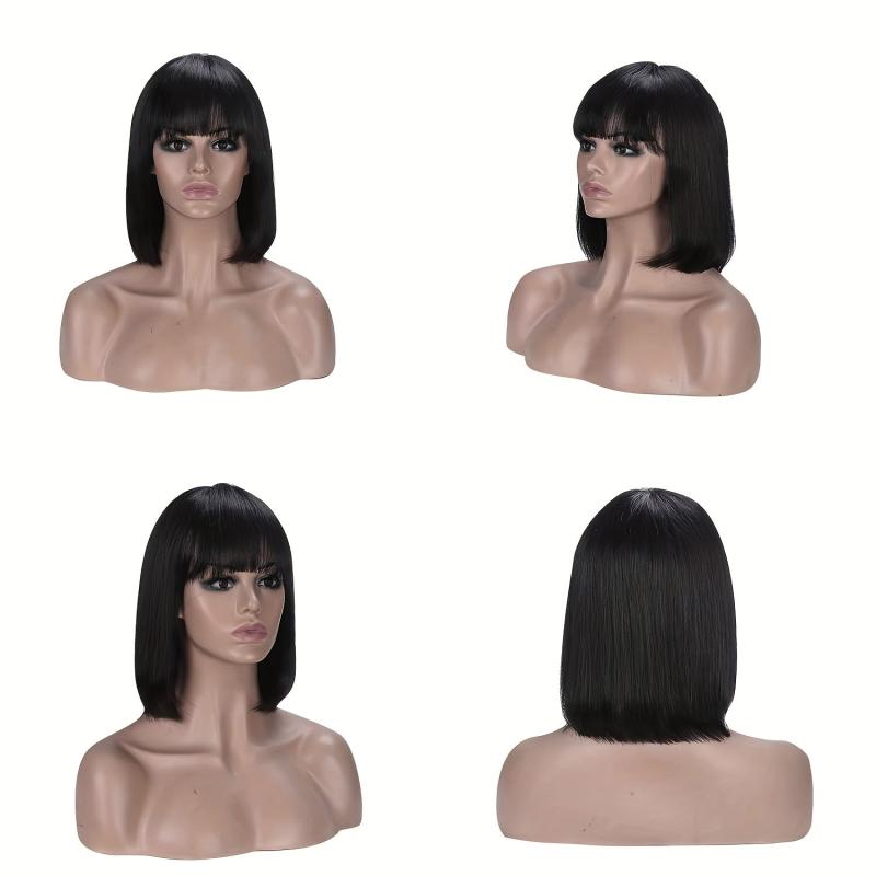 Short Bob Wigs 20-32 cm Straight Hair Bob Wigs With Bangs None Lace Frontal Wig