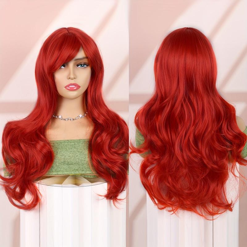 60 96 Cm Long Wavy Wine Red Cosplay Wig Heat Resistant Synthetic Wig