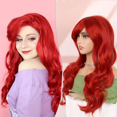60 96 Cm Long Wavy Wine Red Cosplay Wig Heat Resistant Synthetic Wig