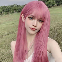 Long Straight Red Orange Synthetic Wig Heat Resistant Daily Use