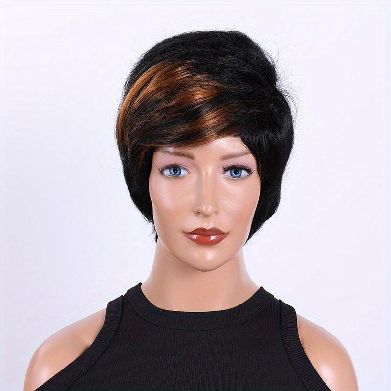 Short Bob Wig With Bangs Pixie Layered Wavy Wig