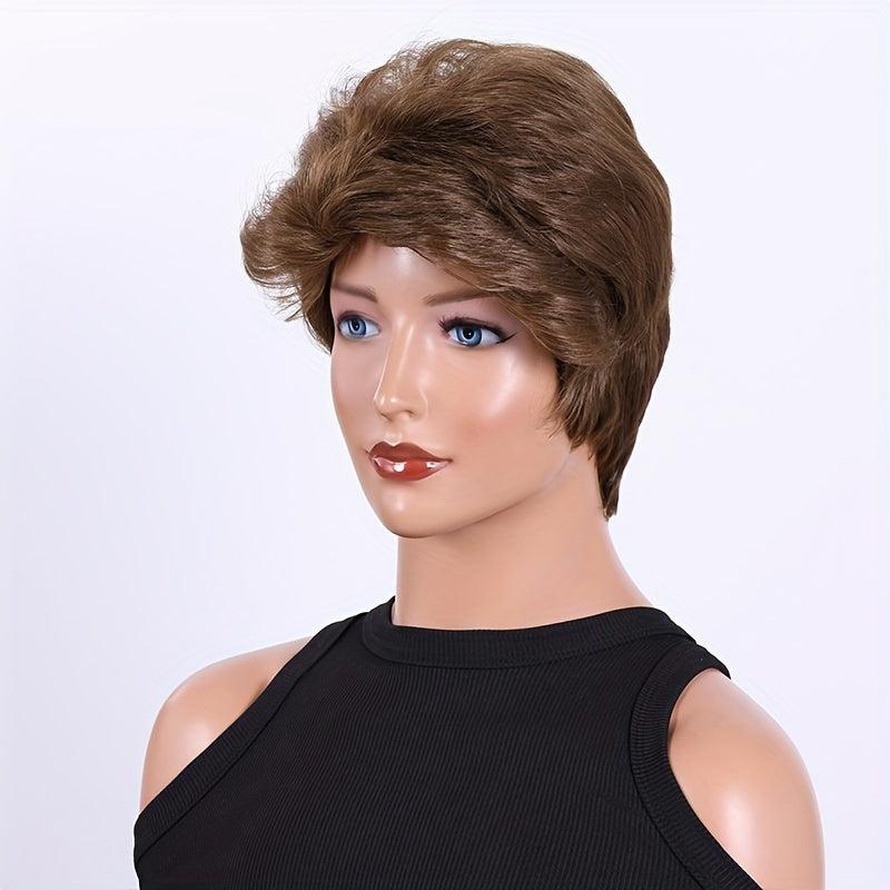 Short Bob Wig With Bangs Pixie Layered Wavy Wig