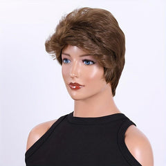 Short Bob Wig With Bangs Pixie Layered Wavy Wig