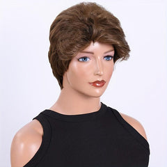 Short Bob Wig With Bangs Pixie Layered Wavy Wig