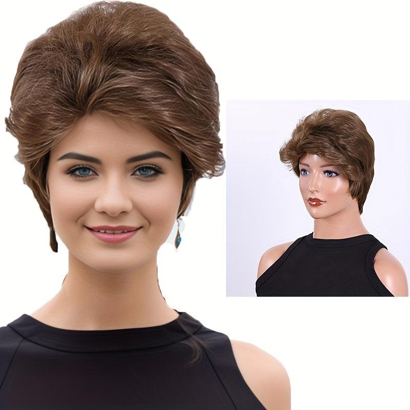 Short Bob Wig With Bangs Pixie Layered Wavy Wig
