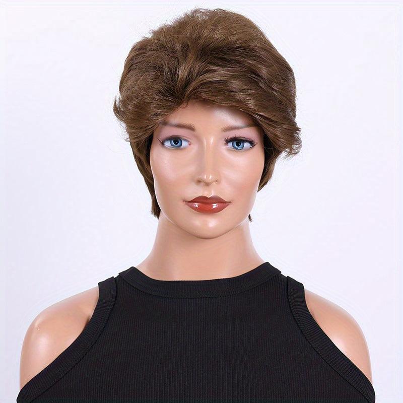 Short Bob Wig With Bangs Pixie Layered Wavy Wig