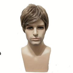 Short Straight Men's Wig with Bangs Synthetic Heat Resistant