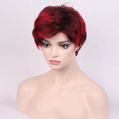 Short Straight Men's Wig with Bangs Synthetic Heat Resistant