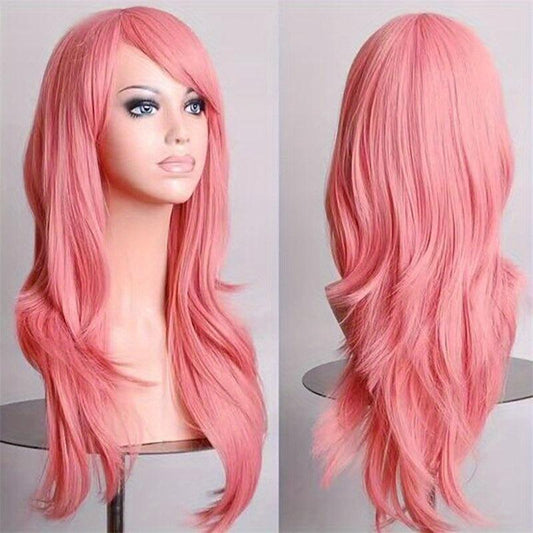 Long Curly Wavy Layered Synthetic Wig With Bangs