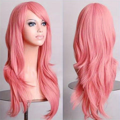 Long Curly Wavy Layered Synthetic Wig With Bangs