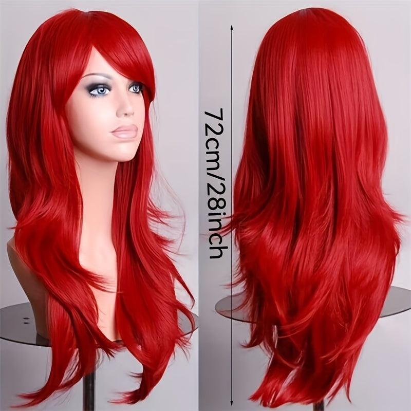 Long Curly Wavy Layered Synthetic Wig With Bangs