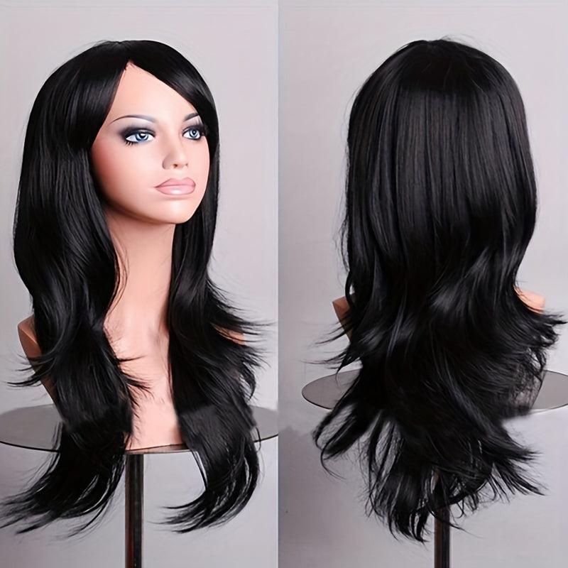 Long Curly Wavy Layered Synthetic Wig With Bangs