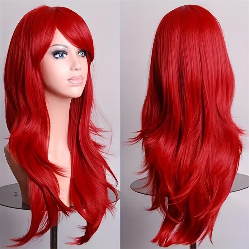 Long Curly Wavy Layered Synthetic Wig With Bangs