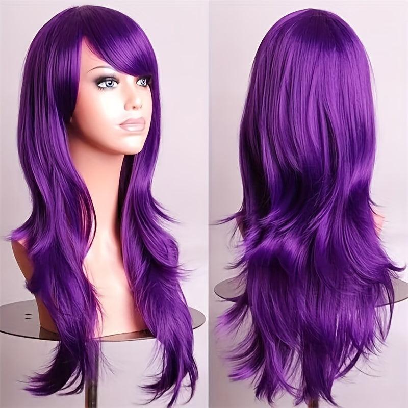 Long Curly Wavy Layered Synthetic Wig With Bangs