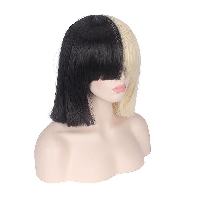 Long Straight Bob Cut Synthetic Wig With Bangs for Halloween Cosplay