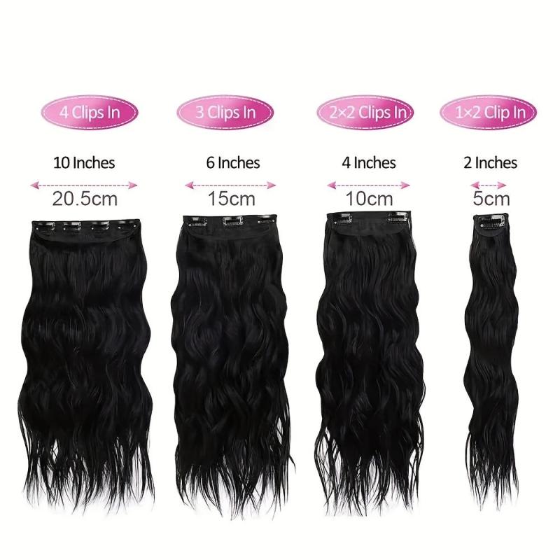 6 Pcs Clip In Long Wavy Hair Extensions Full Head Curly Wavy Hairpiece Set