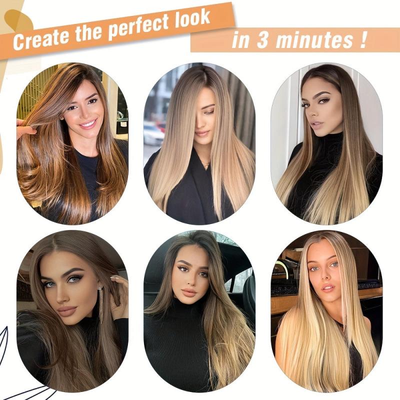Long Straight Clip In Hair Extensions Synthetic Hair Pieces Natural Look