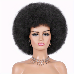 Short Kinky Curly Wig Natural Ombre Synthetic Hair