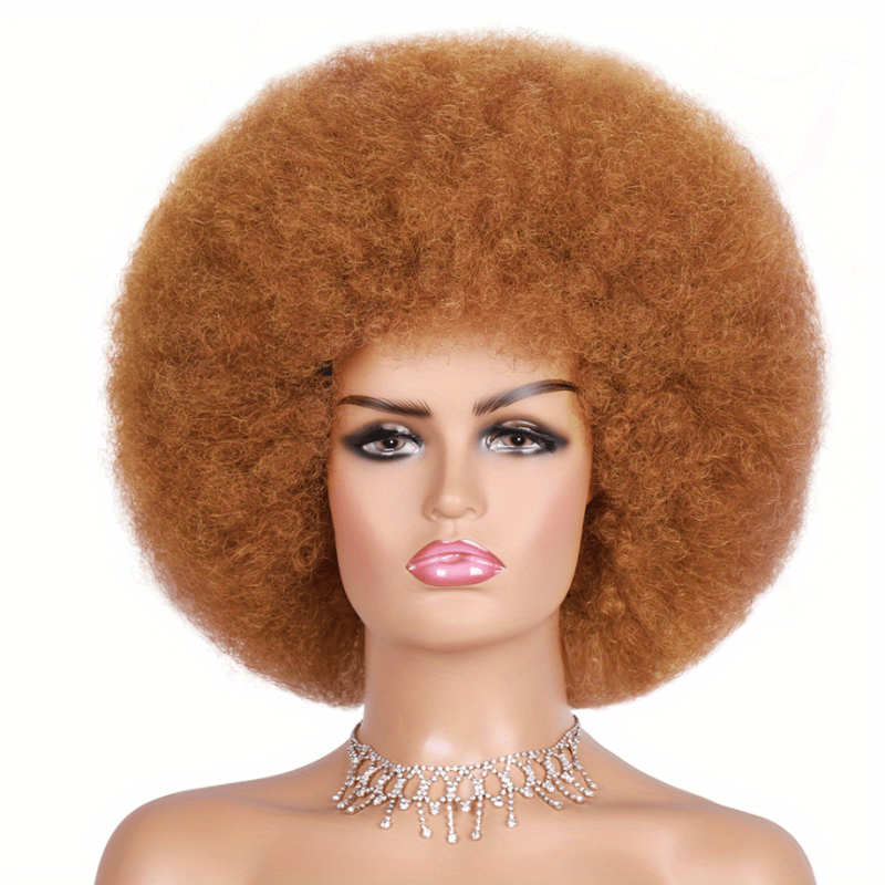 Short Kinky Curly Wig Natural Ombre Synthetic Hair