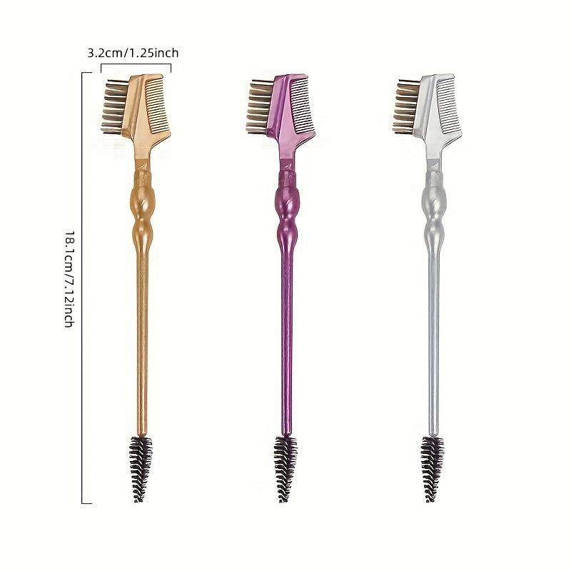 Eyelash Eyebrow Comb & Lash Shaper with 3 Spoolie Brushes