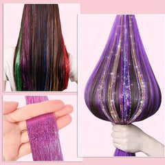 38 Cm Tinsel Hair Extension Kit - 2400 Strands - 12 Mixed Colors