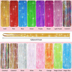 38 Cm Tinsel Hair Extension Kit - 2400 Strands - 12 Mixed Colors