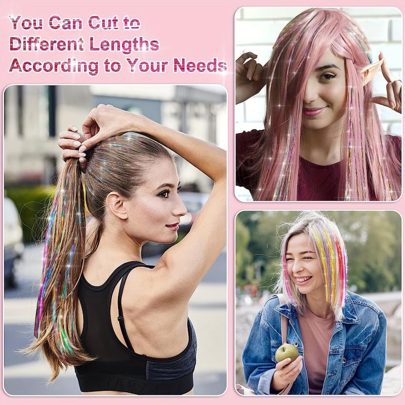 38 Cm Tinsel Hair Extension Kit - 2400 Strands - 12 Mixed Colors