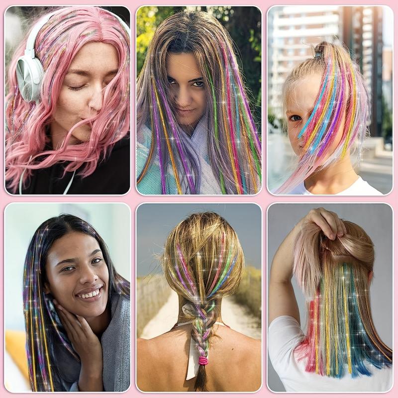 38 Cm Tinsel Hair Extension Kit - 2400 Strands - 12 Mixed Colors