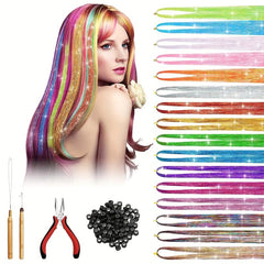 38 Cm Tinsel Hair Extension Kit - 2400 Strands - 12 Mixed Colors