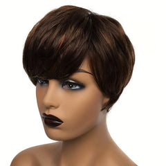 15 24 Cm Short Bob Pixie Cut Wigs With Bangs For Women Heat Resistant
