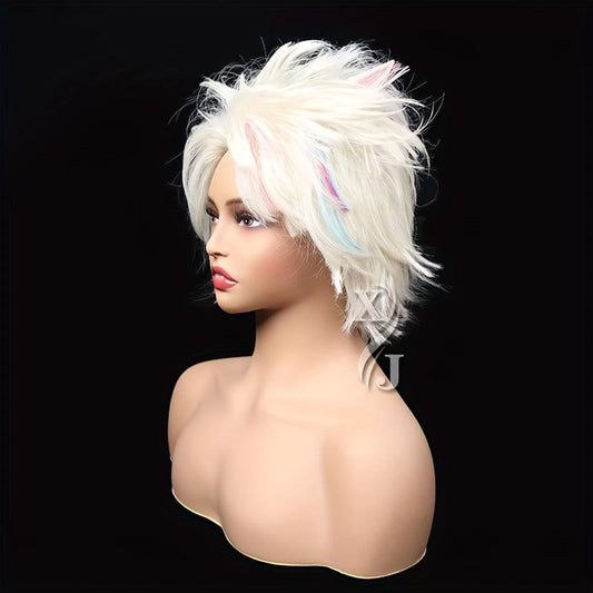 Short Straight Wig with Side Bangs for Women Halloween Costume