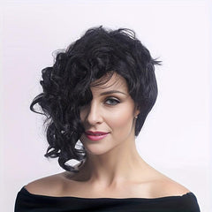 Short Curly Wig With Bangs Synthetic Wig Heat Resistant