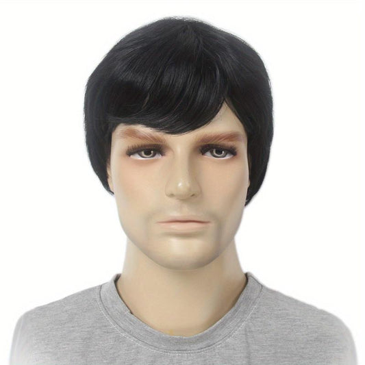 Men Short Curly Wavy Synthetic Layered Hair Wig