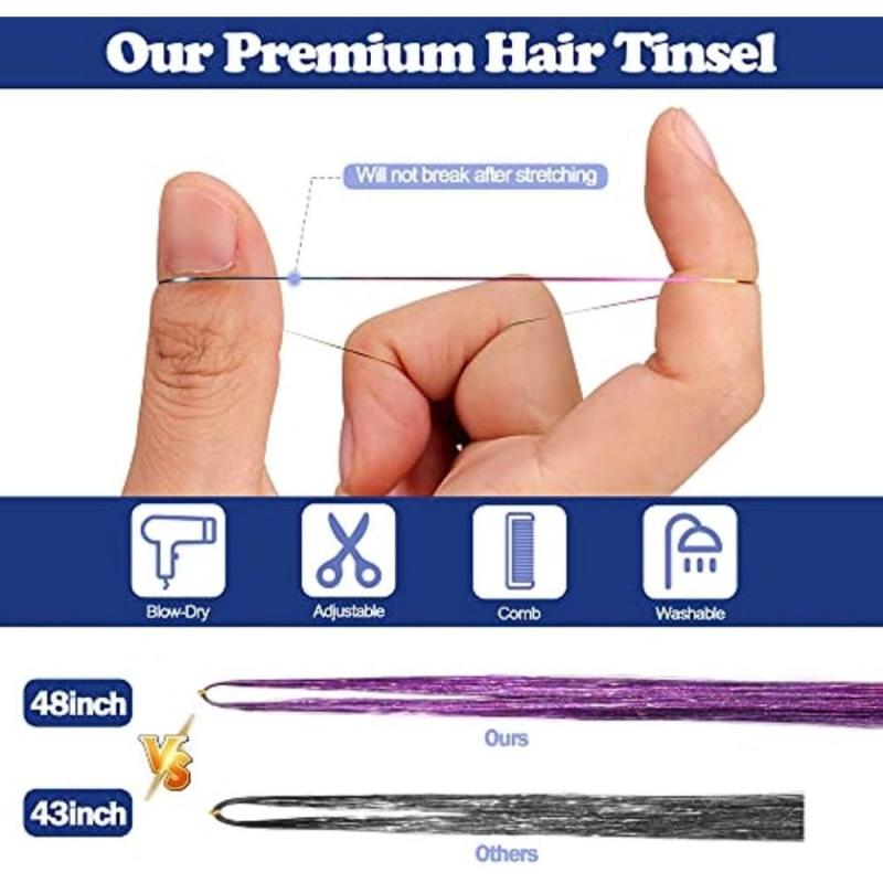 16 Colors Hair Tinsel Kit - 3300 Strands Tinsel Hair Extensions