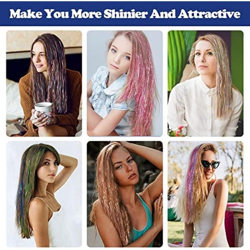 16 Colors Hair Tinsel Kit - 3300 Strands Tinsel Hair Extensions