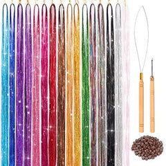 16 Colors Hair Tinsel Kit - 3300 Strands Tinsel Hair Extensions