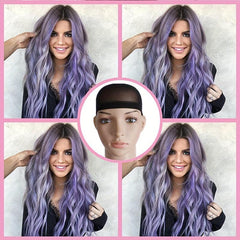 Long Straight Synthetic Wig in Green, Purple, Wine Red, Pink