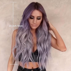 Long Straight Synthetic Wig in Green, Purple, Wine Red, Pink