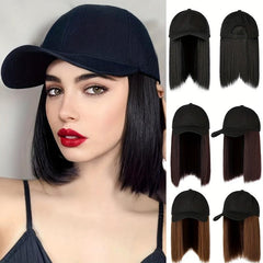 Short Bob Baseball Cap Wig for Women