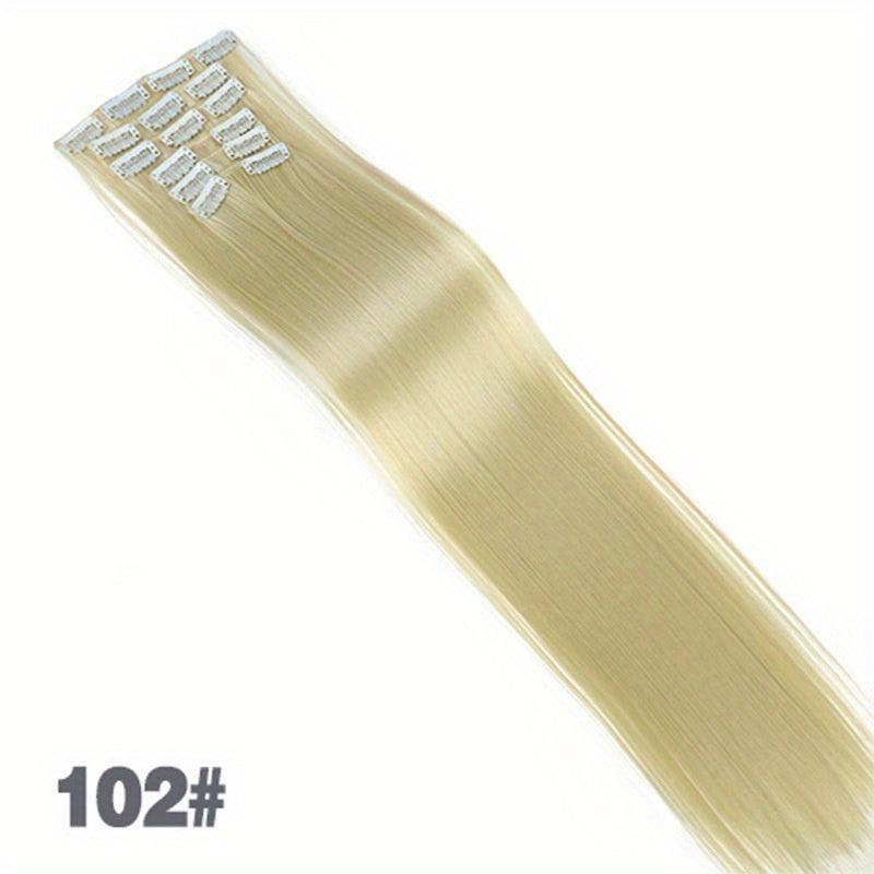 6pc Long Straight Hair Extensions Set - Chemical Fiber Wigs