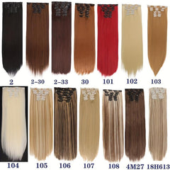 6pc Long Straight Hair Extensions Set - Chemical Fiber Wigs