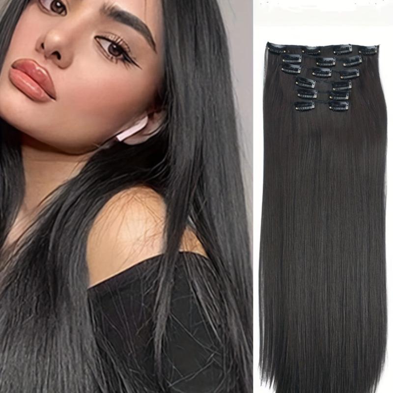 6pc Long Straight Hair Extensions Set - Chemical Fiber Wigs