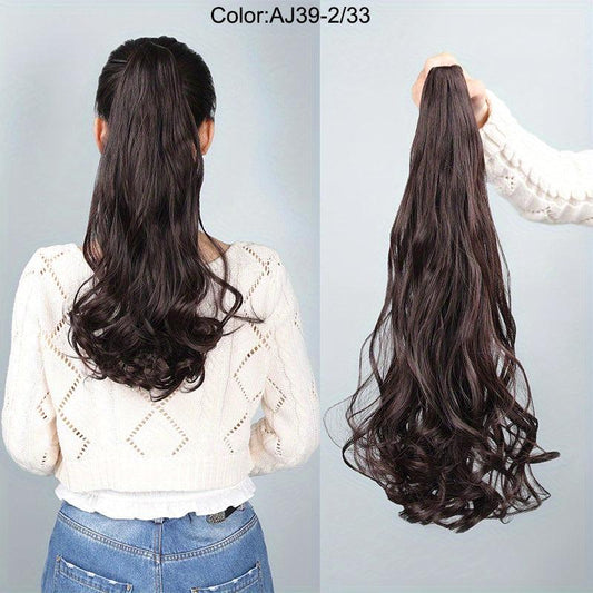 Natural 45-72 Cm Curly Wavy Ponytail Extensions Claw Clip Synthetic Hair Pieces