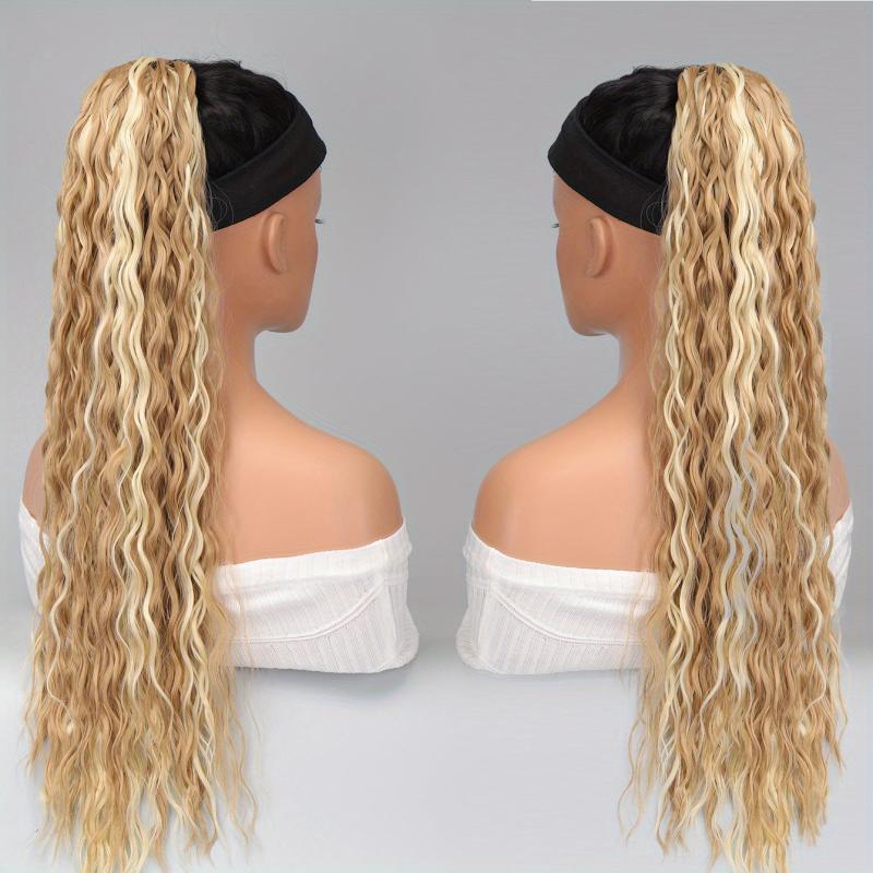 Long Curly Hair Clip Ponytail Hair Extensions Matzo Noodles Synthetic
